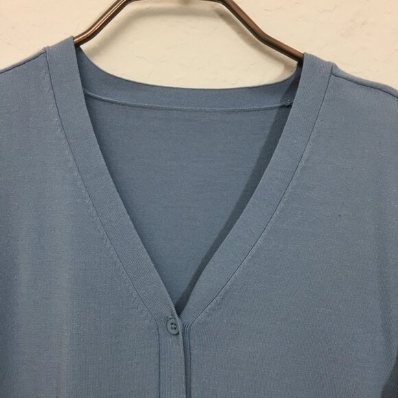 Korean Fashion Womens Cardigan V Neck Slit Sides Free Size Fits Medium Blue - Picture 2 of 10